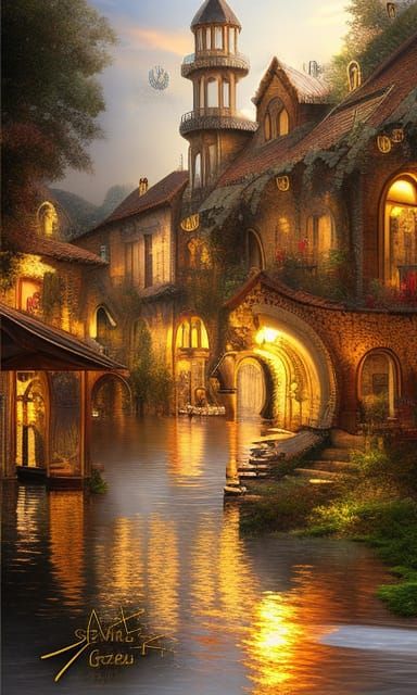 Flooding Steampunk Village: A Mediterranean Fantasy