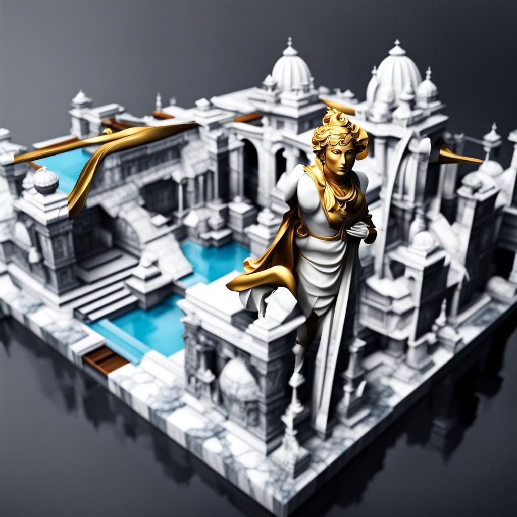 3D Marble Statue Leg Rendering