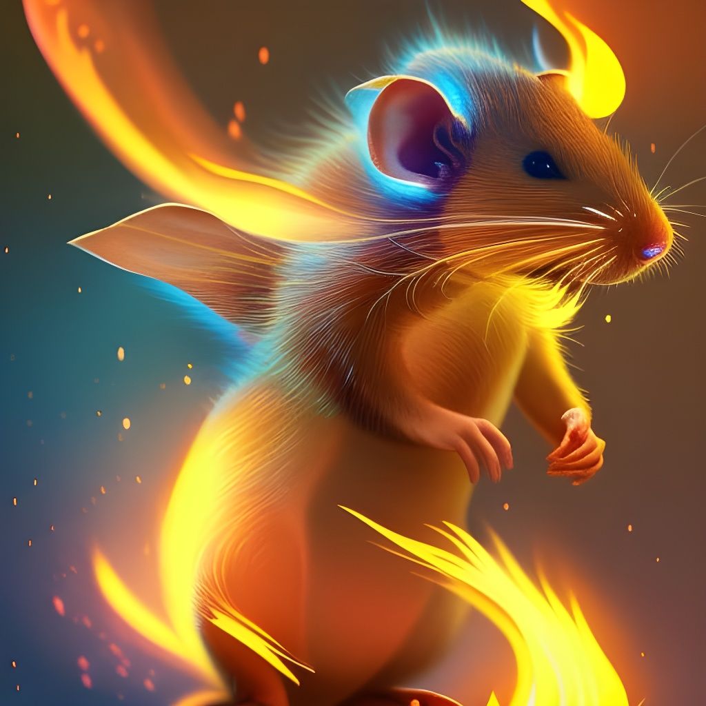 Fiery Rat Surrounded by Crystalline Flames