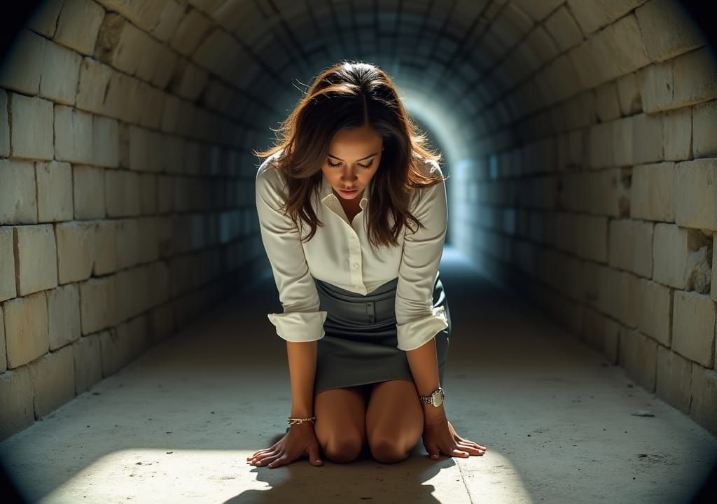 Kamala Harris in Basement: Photorealistic Macro Photograph