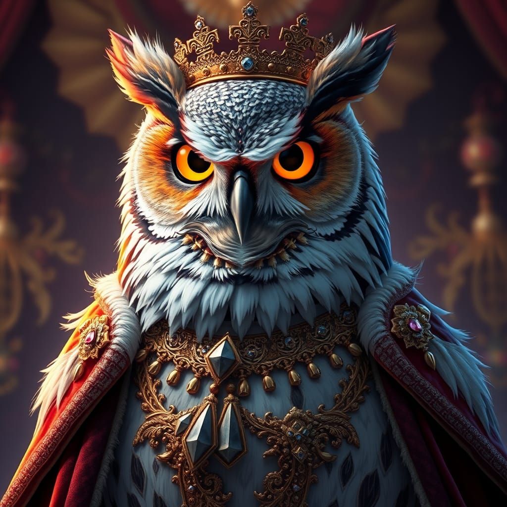Regal Owl in Opulent Prince Regalia