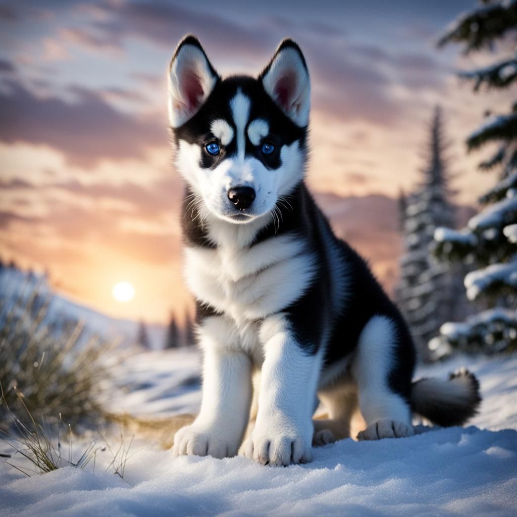 Adorable Husky Puppy Portrait