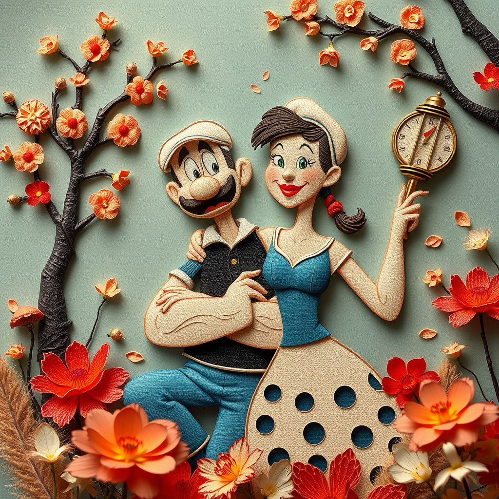 Popeye and Olive Oyl in Dreamlike Fantasy Art
