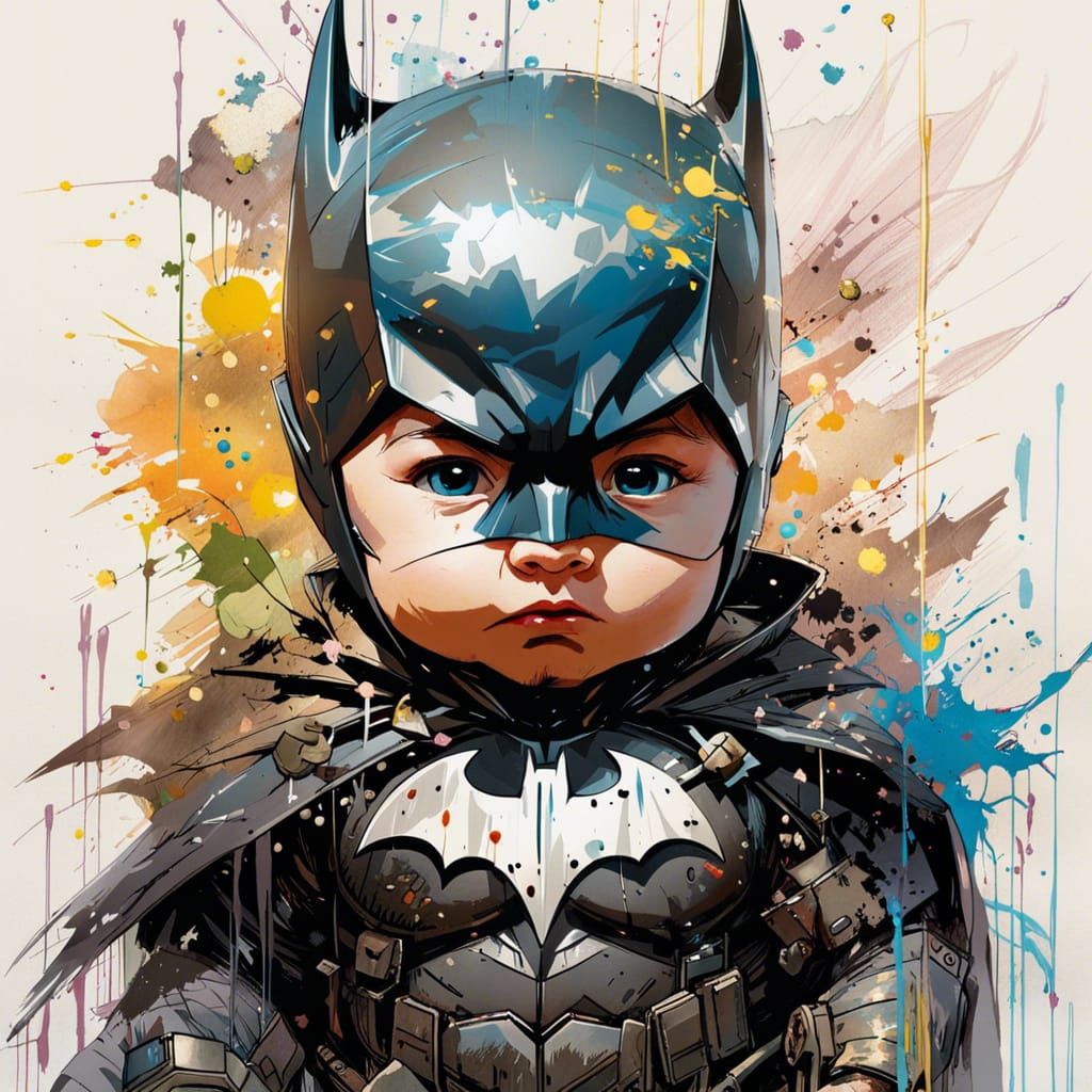Cute Baby Batman Anime Portrait Masterpiece