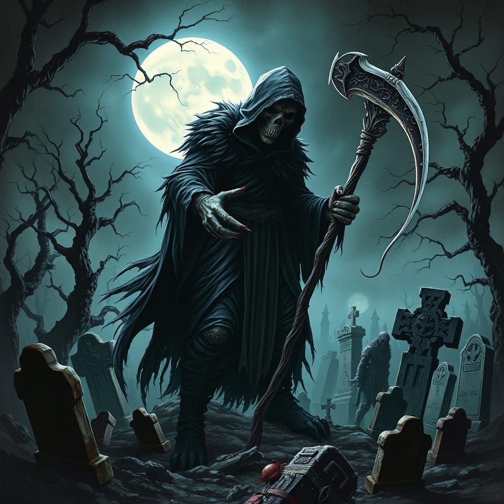 Werewolf Grim Reaper in Dark Gothic Style