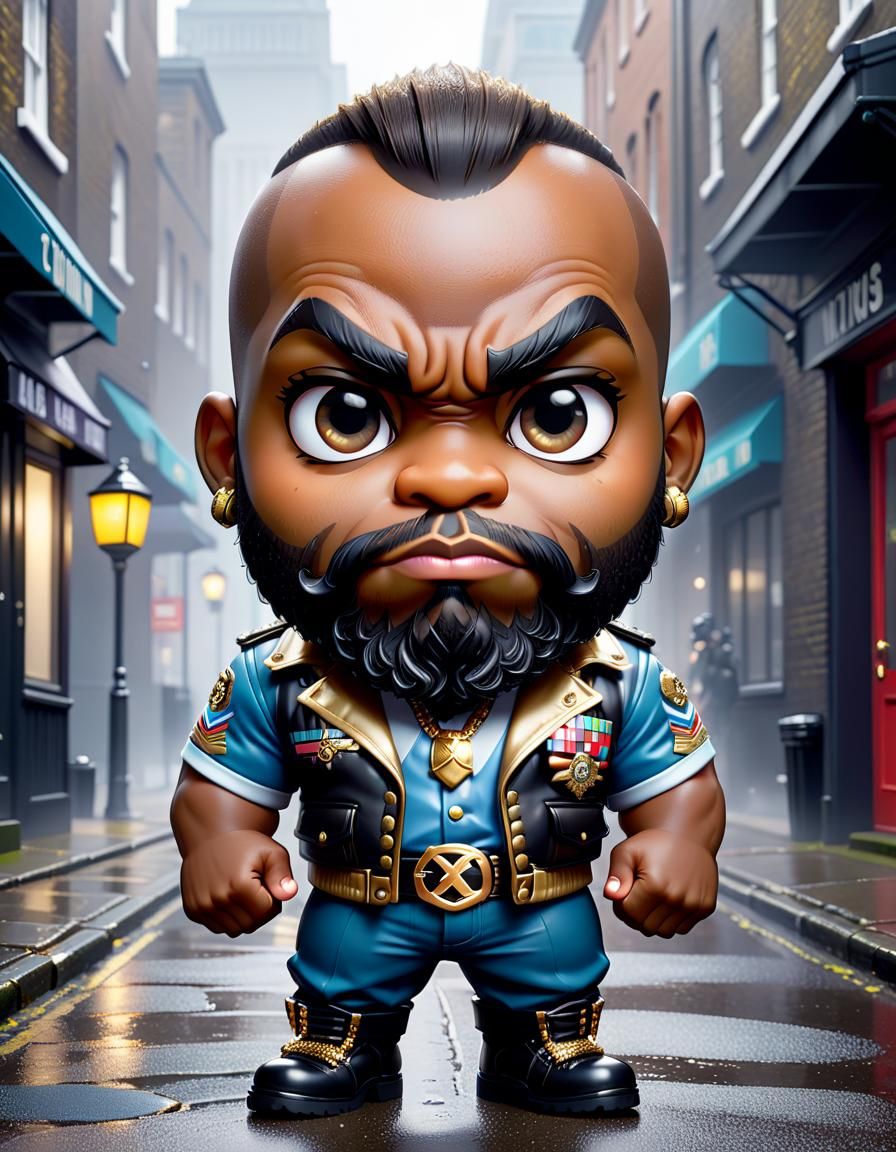 Adorable Mr. T Chibi Character in Misty London