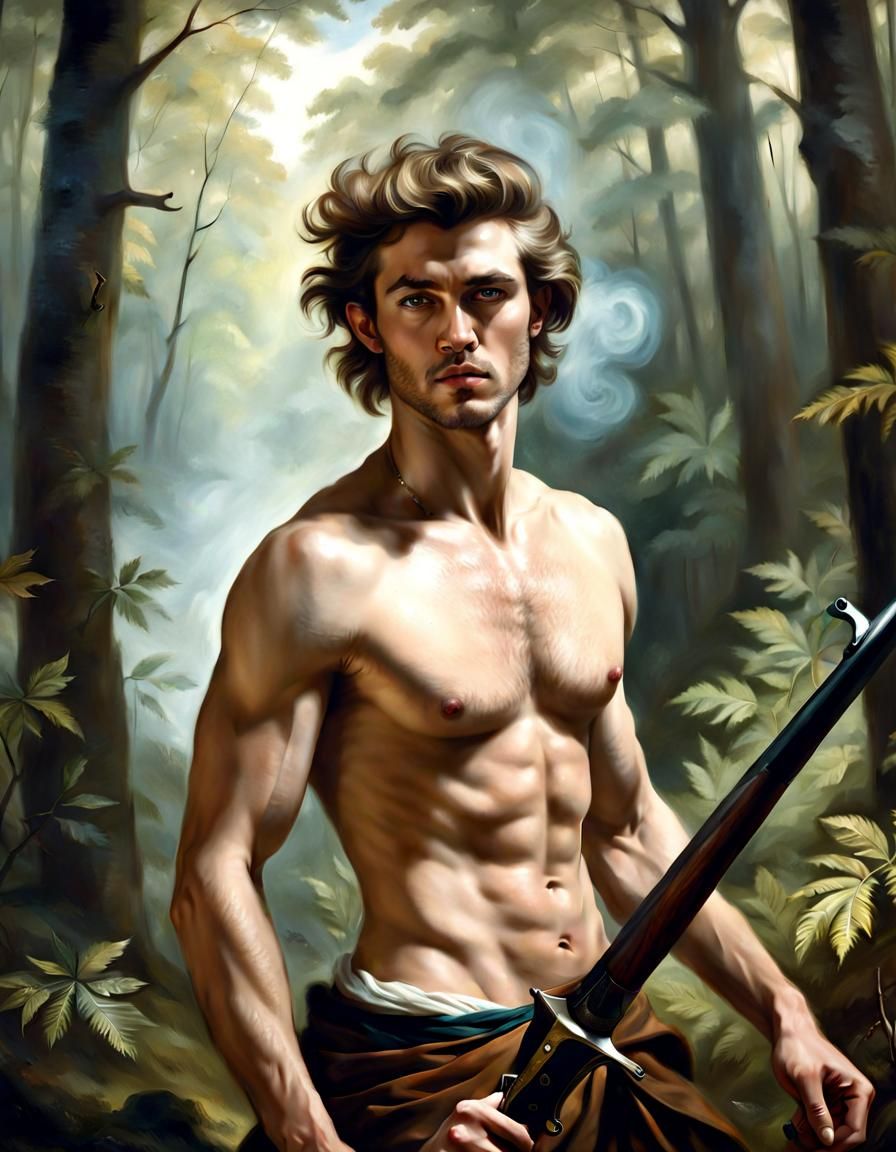Hunter in Forest, Classical Portrait