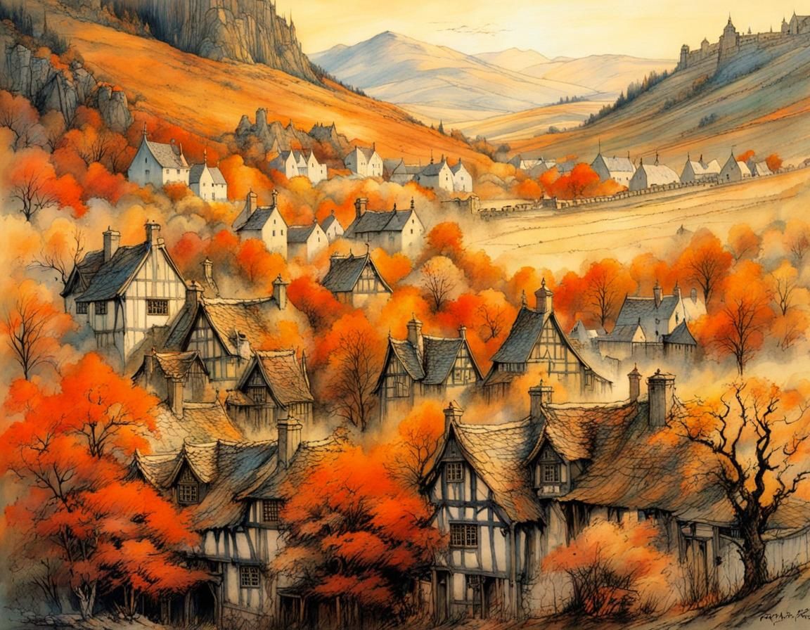 Mysterious Medieval Scottish Village at Night