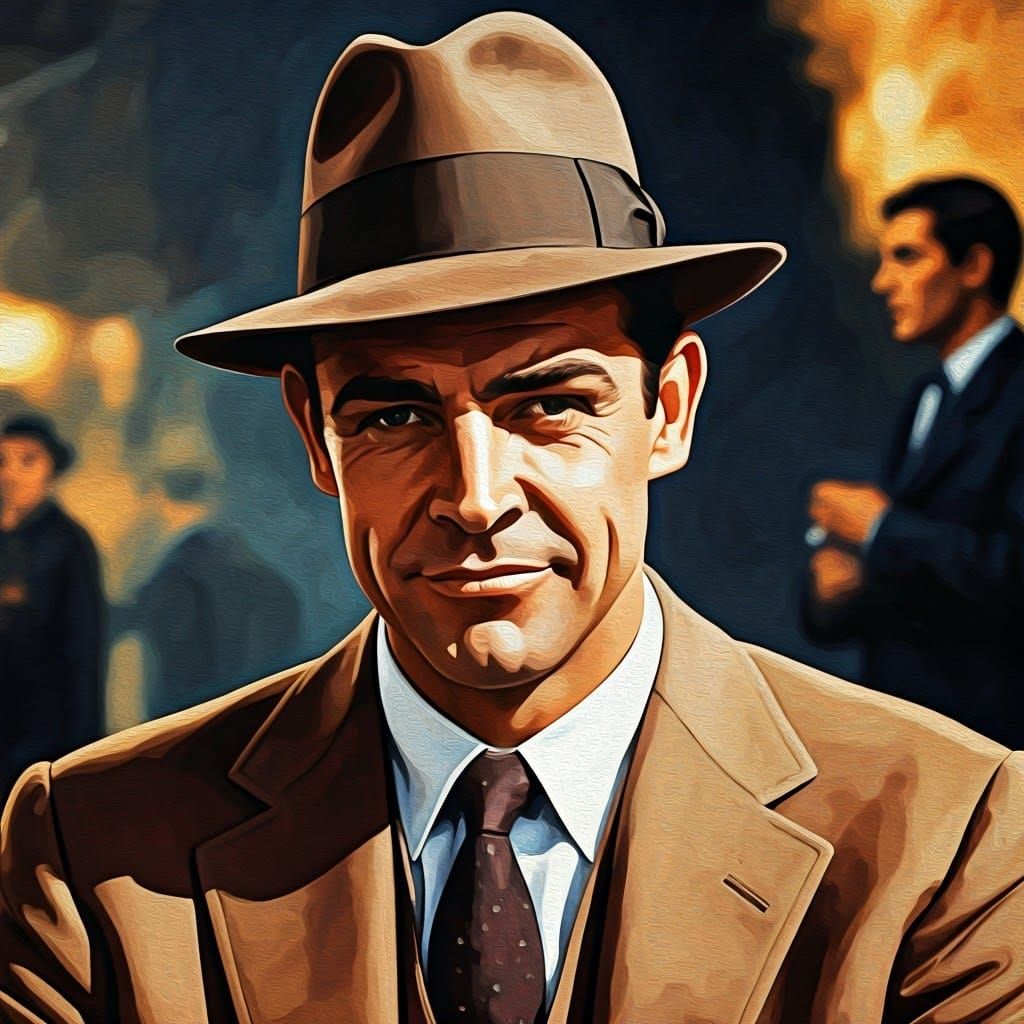 Sean Connery as Film Noir Impressionism Oil Portrait