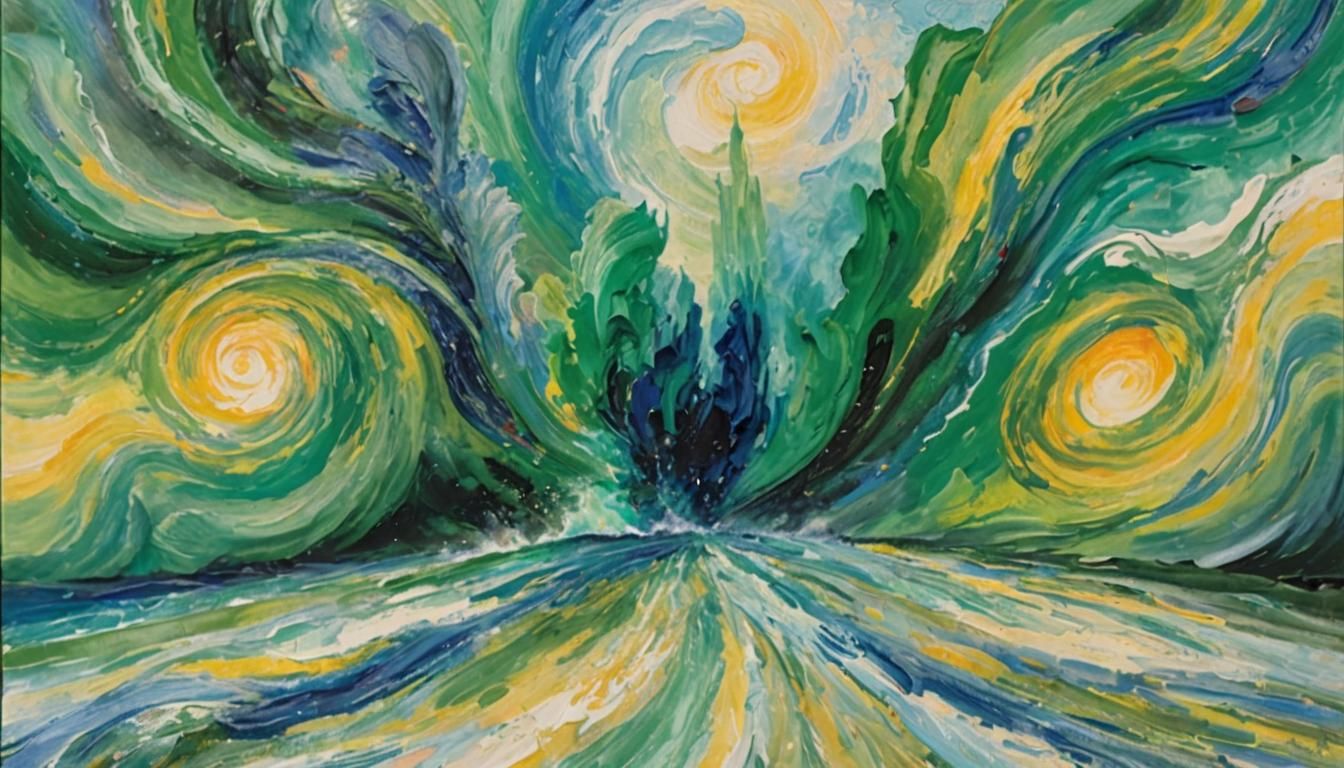 Iridescent Vortex: An Impasto Gouache Watercolor