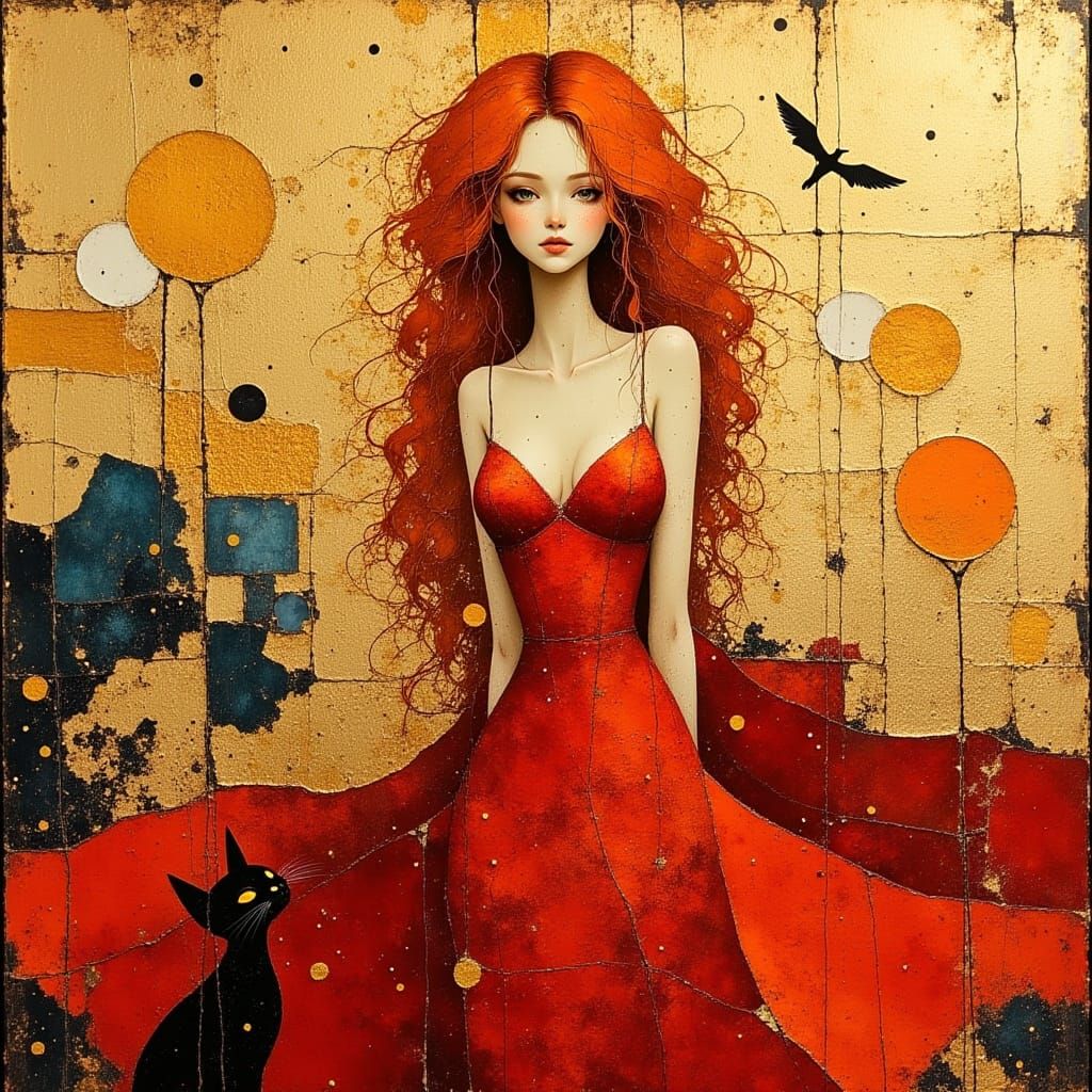 Ethereal Beauty in a Vibrant Oil Painting