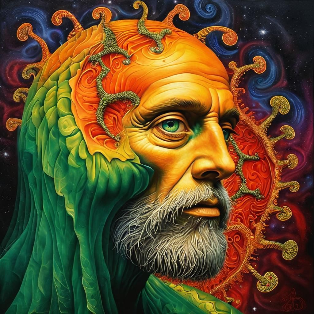 Fractal Evergreen Portrait in Psychedelic Art Style