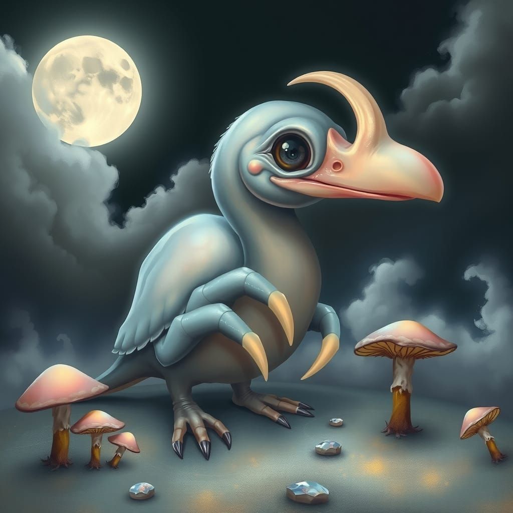Surreal Duckbill Platypus in Ethereal, Moonlit Landscape