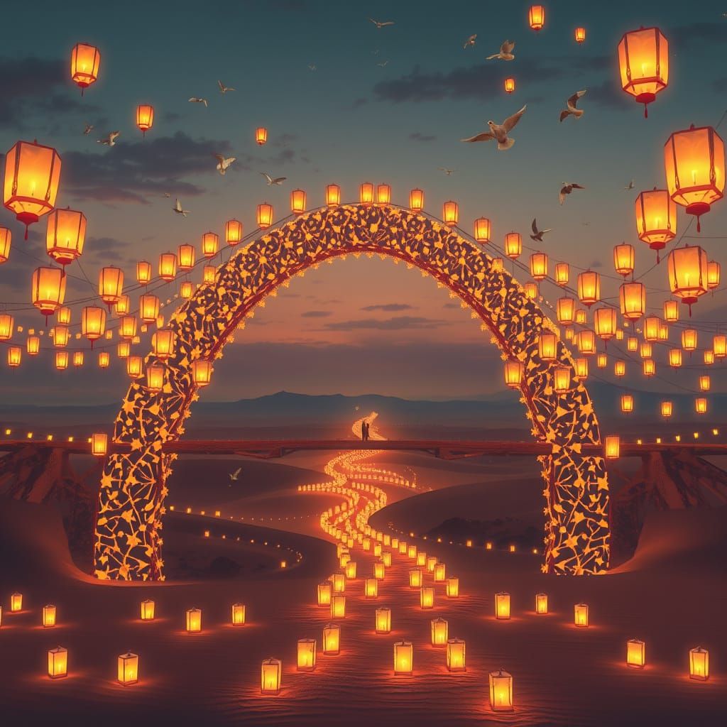Lantern Bridge Dreamscape in Ethereal Style