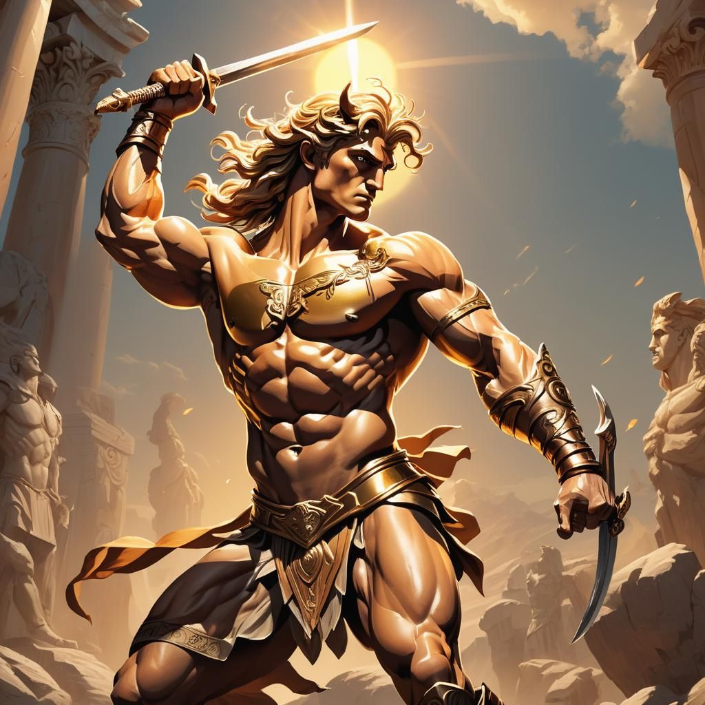 Heroic Centaur Wielding Sword Inspired by Greek Art