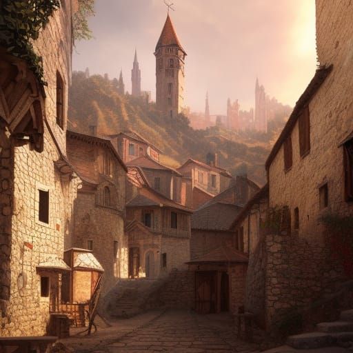 A medieval Byzantine town scene