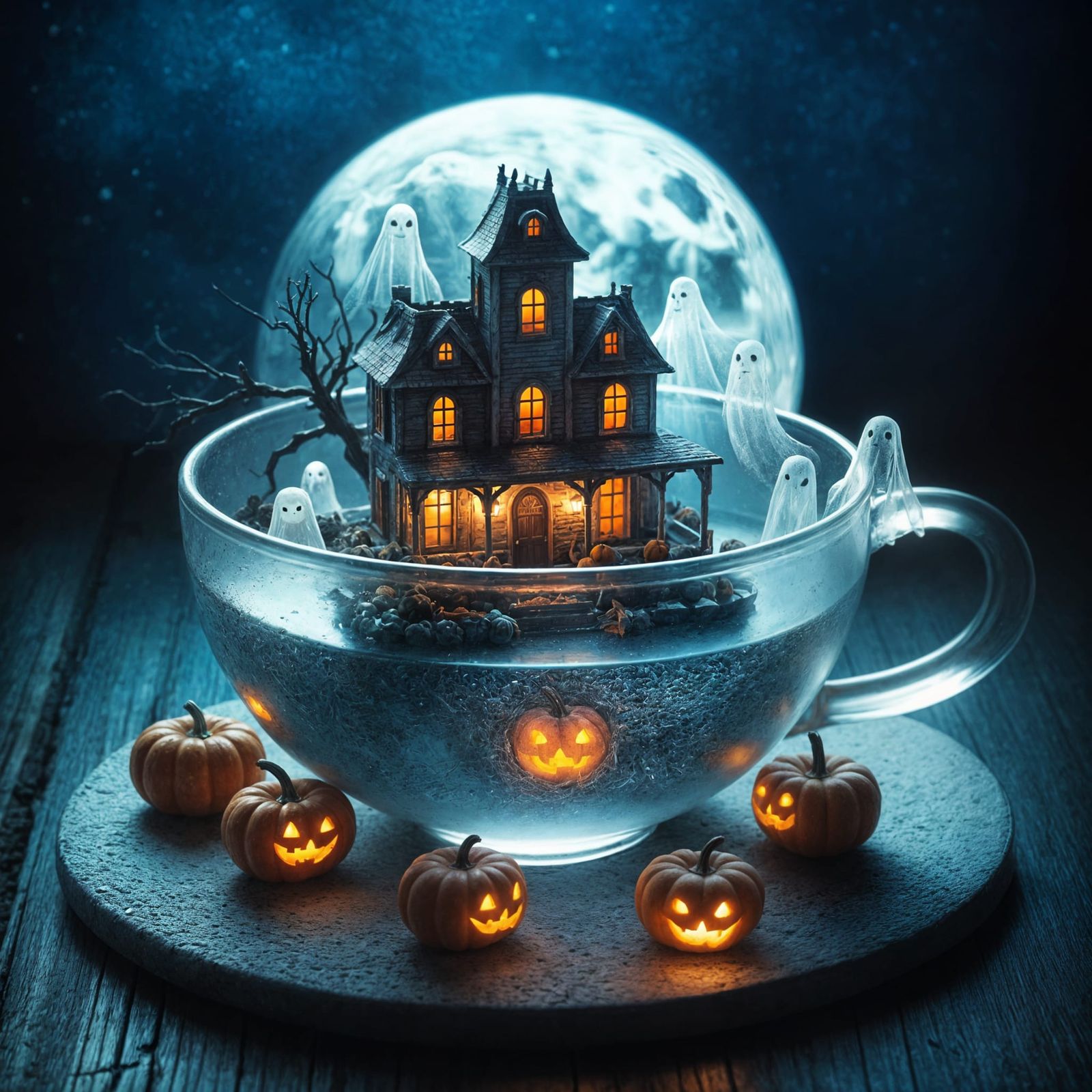 Miniature Haunted House in a Teacup