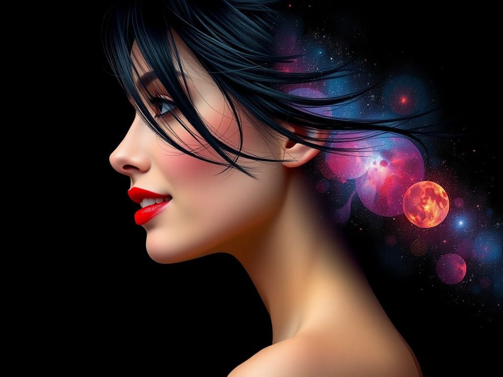 Galactic Goddess with Nebula Hair