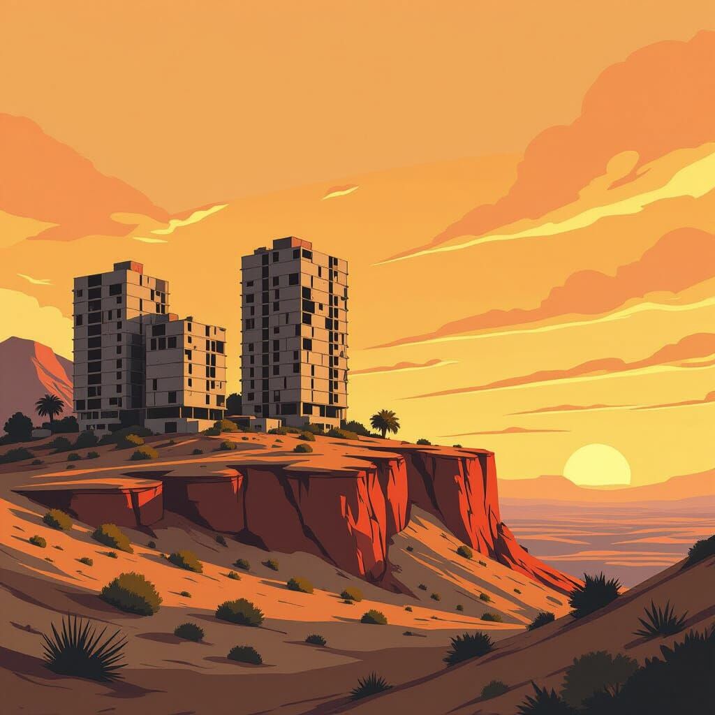 Desert Cityscape in Comic Style