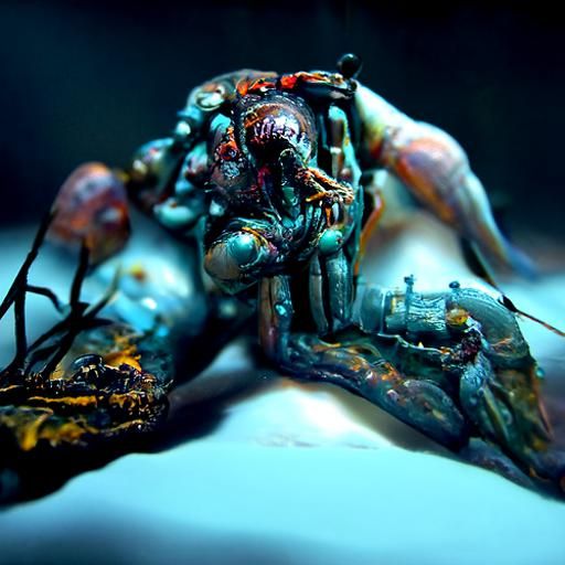 Captive Heart Biopunk Statue as Oil Painting