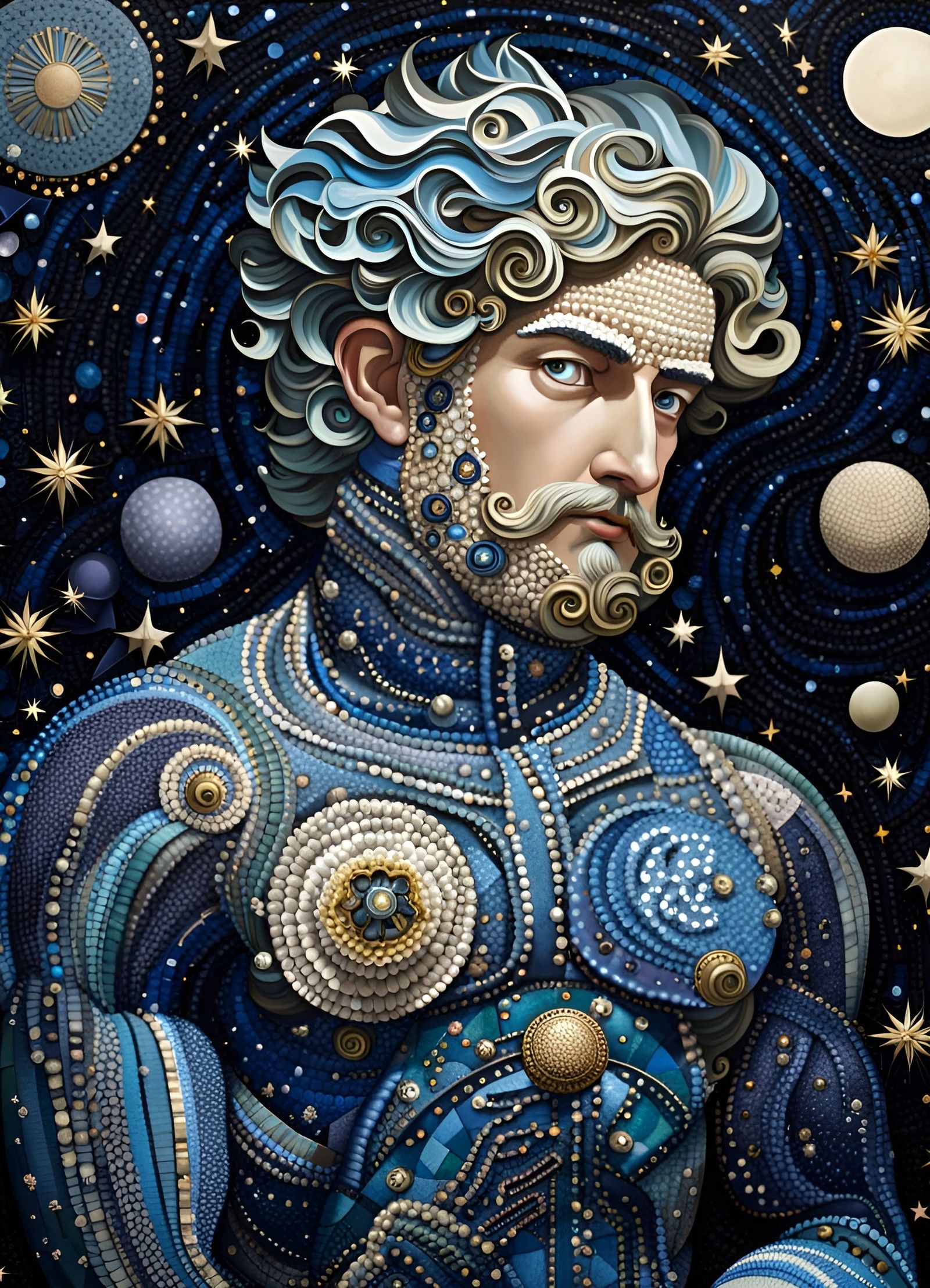 Neptune Personified: Constellation and Mosaic Man
