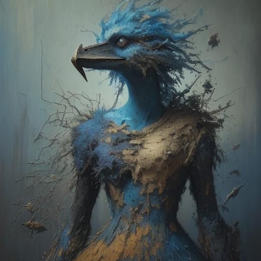 Imaginative Creature Painting in Abstract Impasto Style