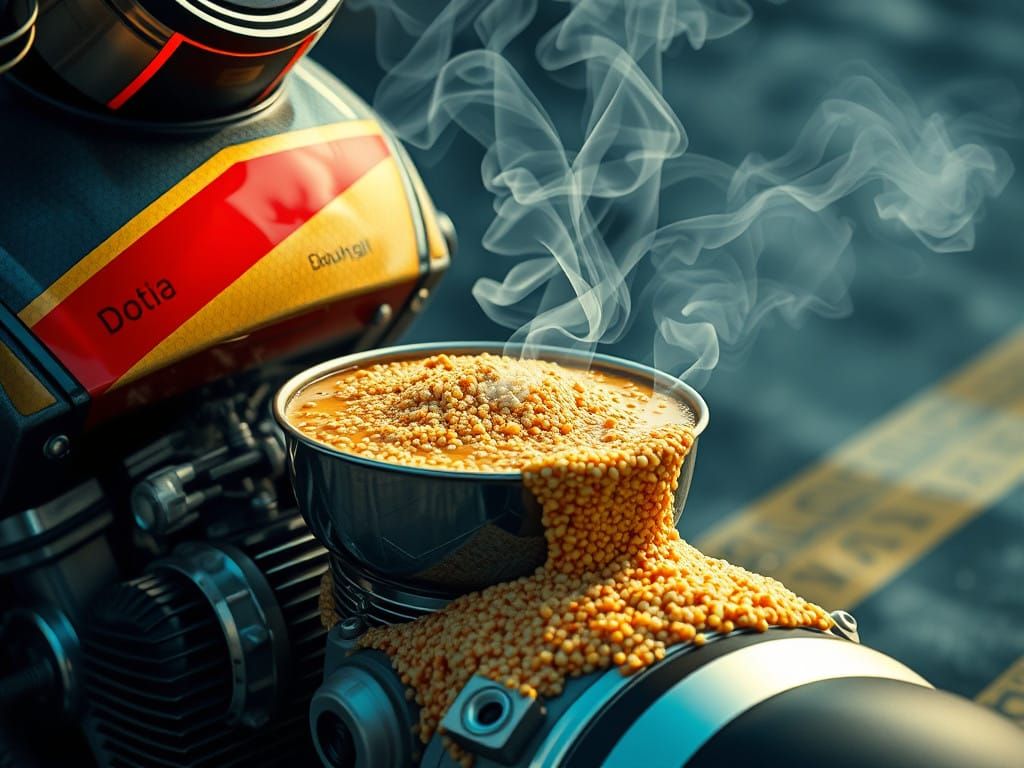 Futuristic Motorcycle Engine Overheat in Industrial Style