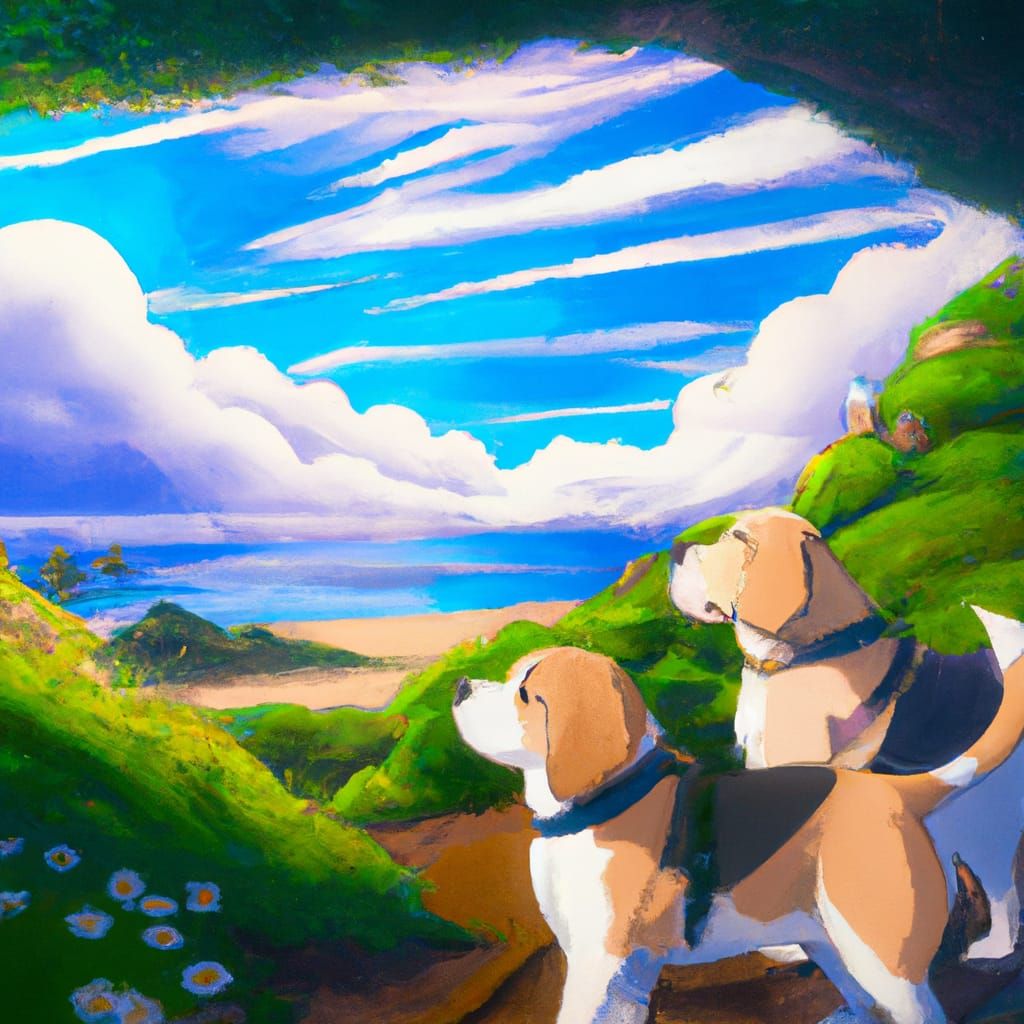 Beagle Tourists Visit Hawaii in Anime Style