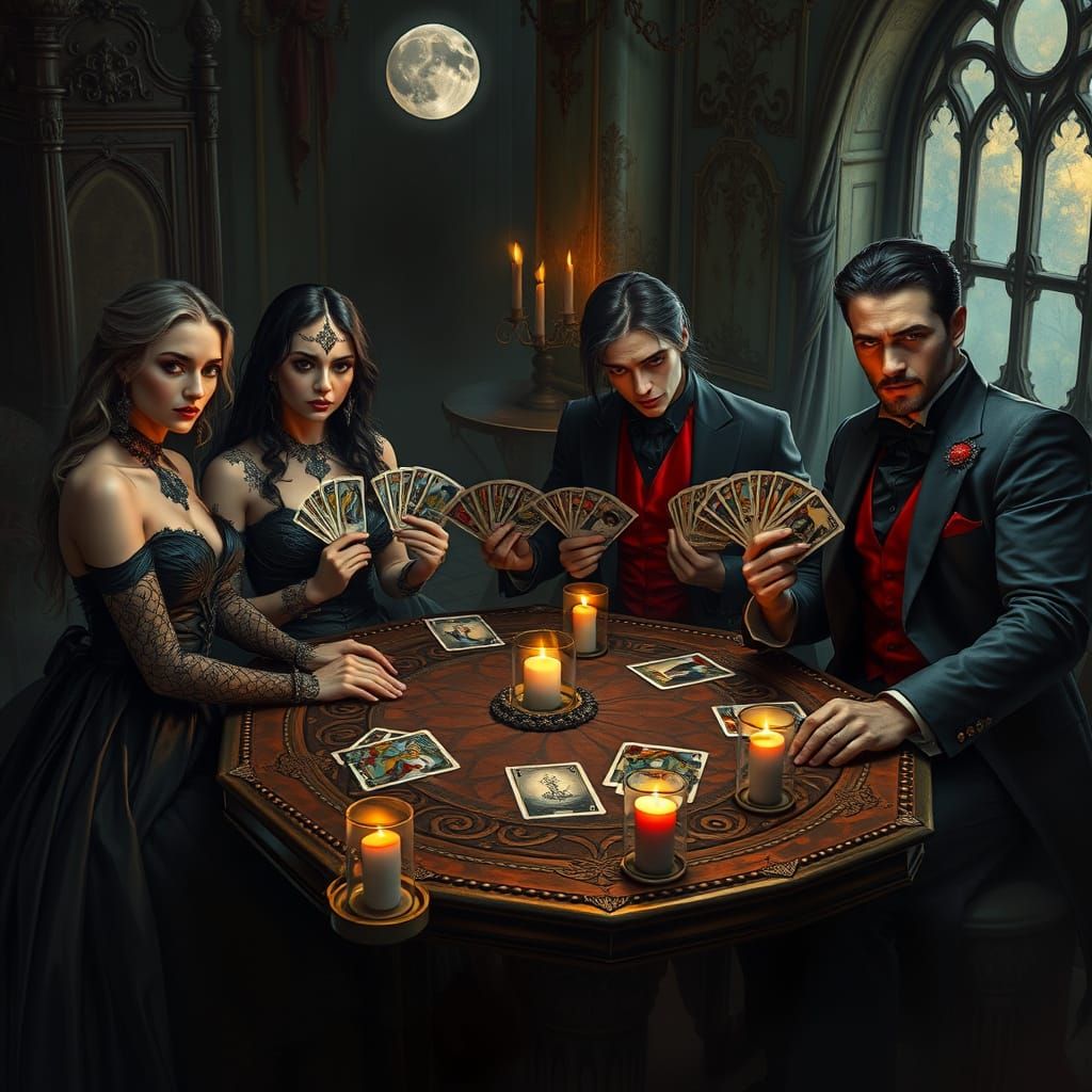Mysterious Figures Engage in High-Stakes Tarot Poker