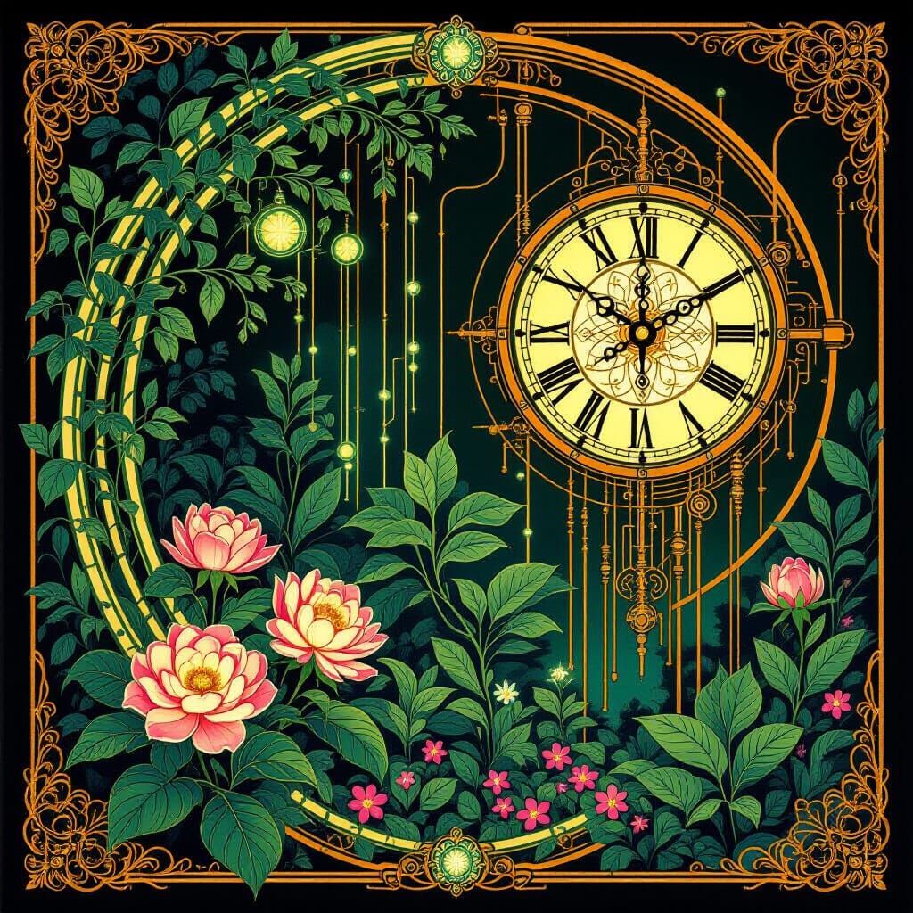 Electrified Mechanical Garden in Art Nouveau Style