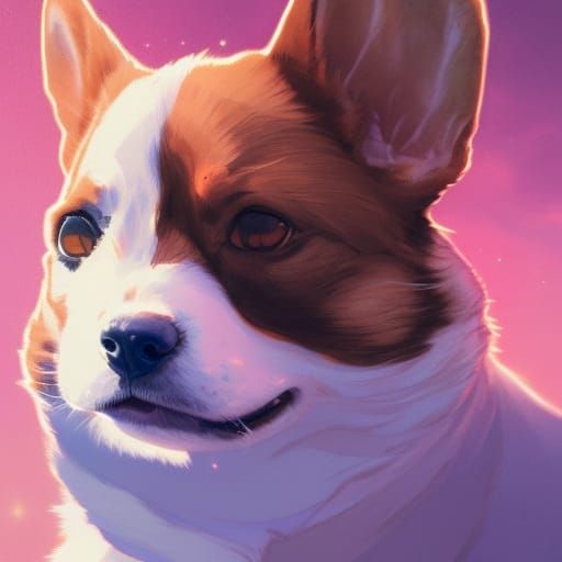 Space Explorer Corgi Portrait in Digital Art Style