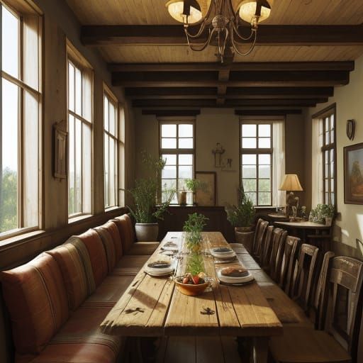 Rustic Mediterranean Breakfast Scene in Old Master Style