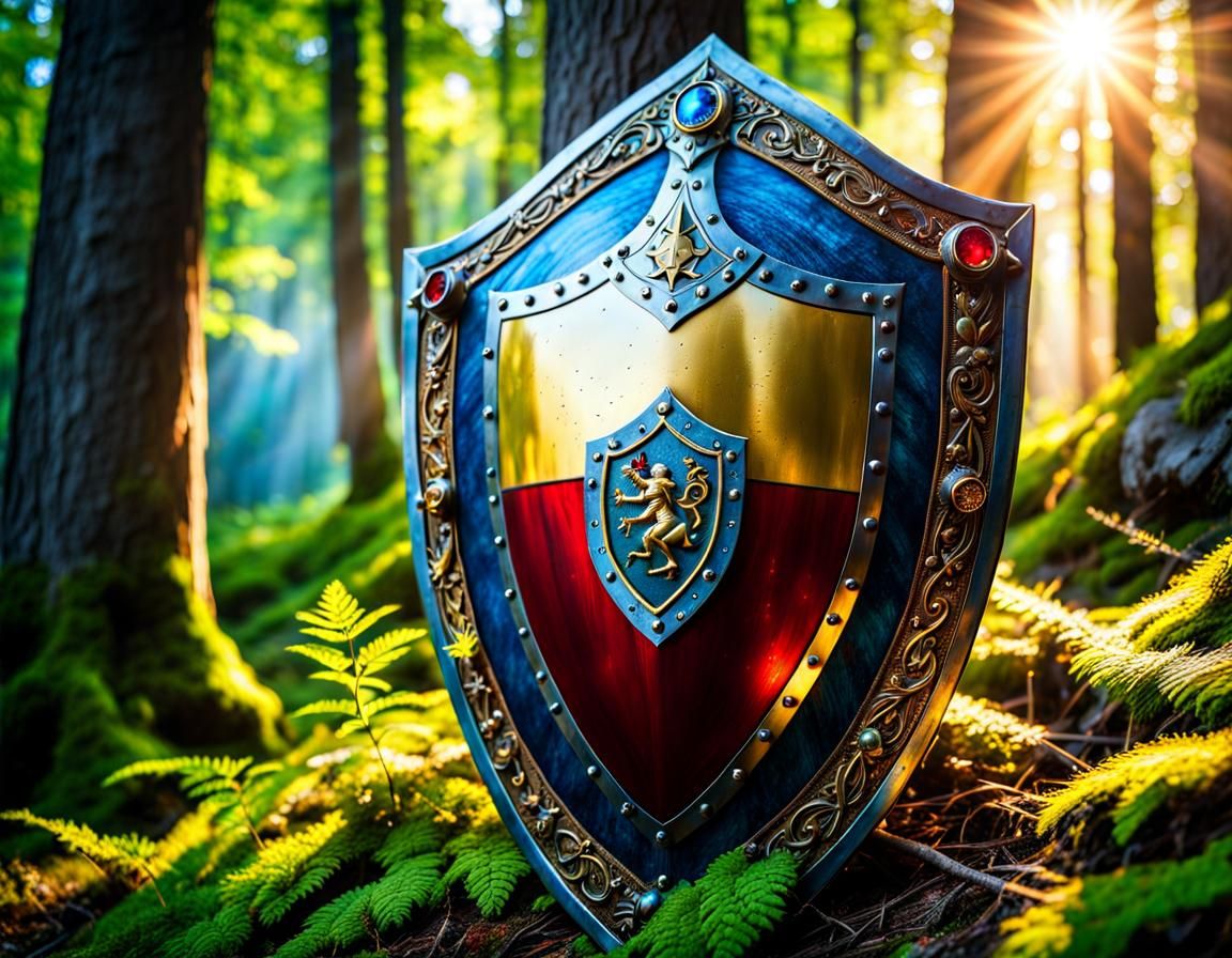 Elaborate Knight Shield in Enchanted Forest