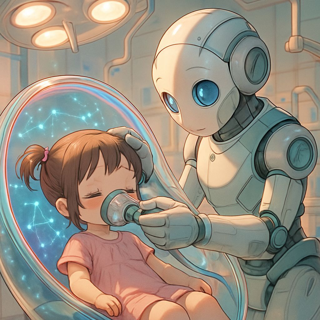 Futuristic Anime Operating Room with Robot Dentist