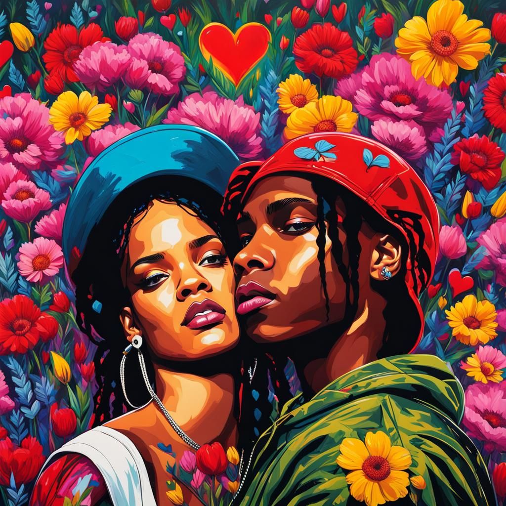 Rihanna and ASAP Rocky in Graffiti Art