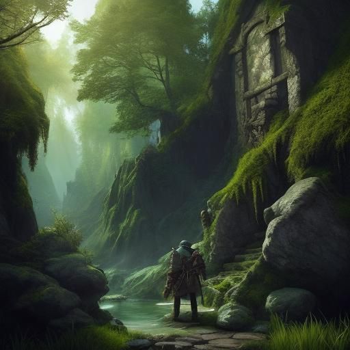 Gnome Artificer in Neolithic Fantasy Landscape