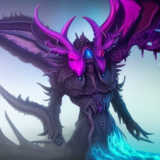 Detailed Demon King with Horns in Fantasy Art