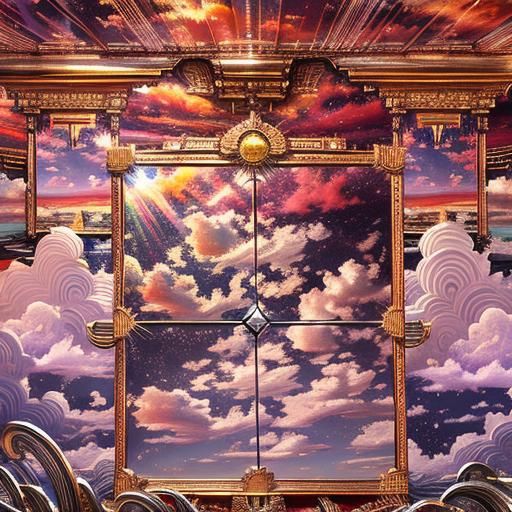 Ethereal Sky with Sunrays in 3D Rendered Style