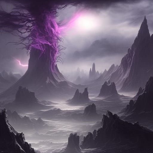 Grimdark Cruiser in Eldritch Nebula: Digital Matte Painting