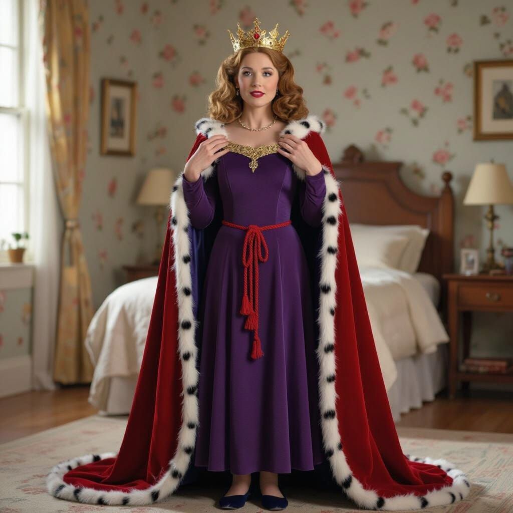 Miss Honey in Royal Attire with Red Cloak