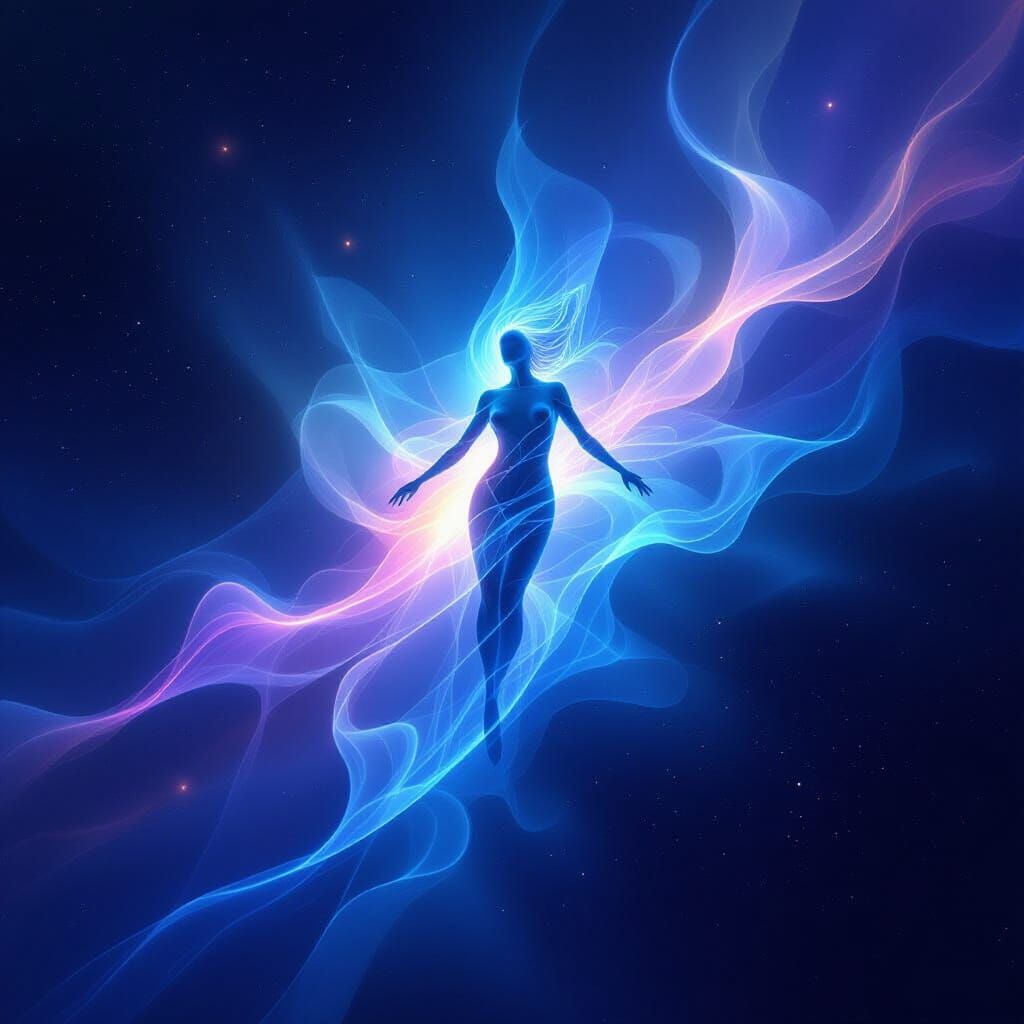 Ethereal Light Being in Cosmic Void