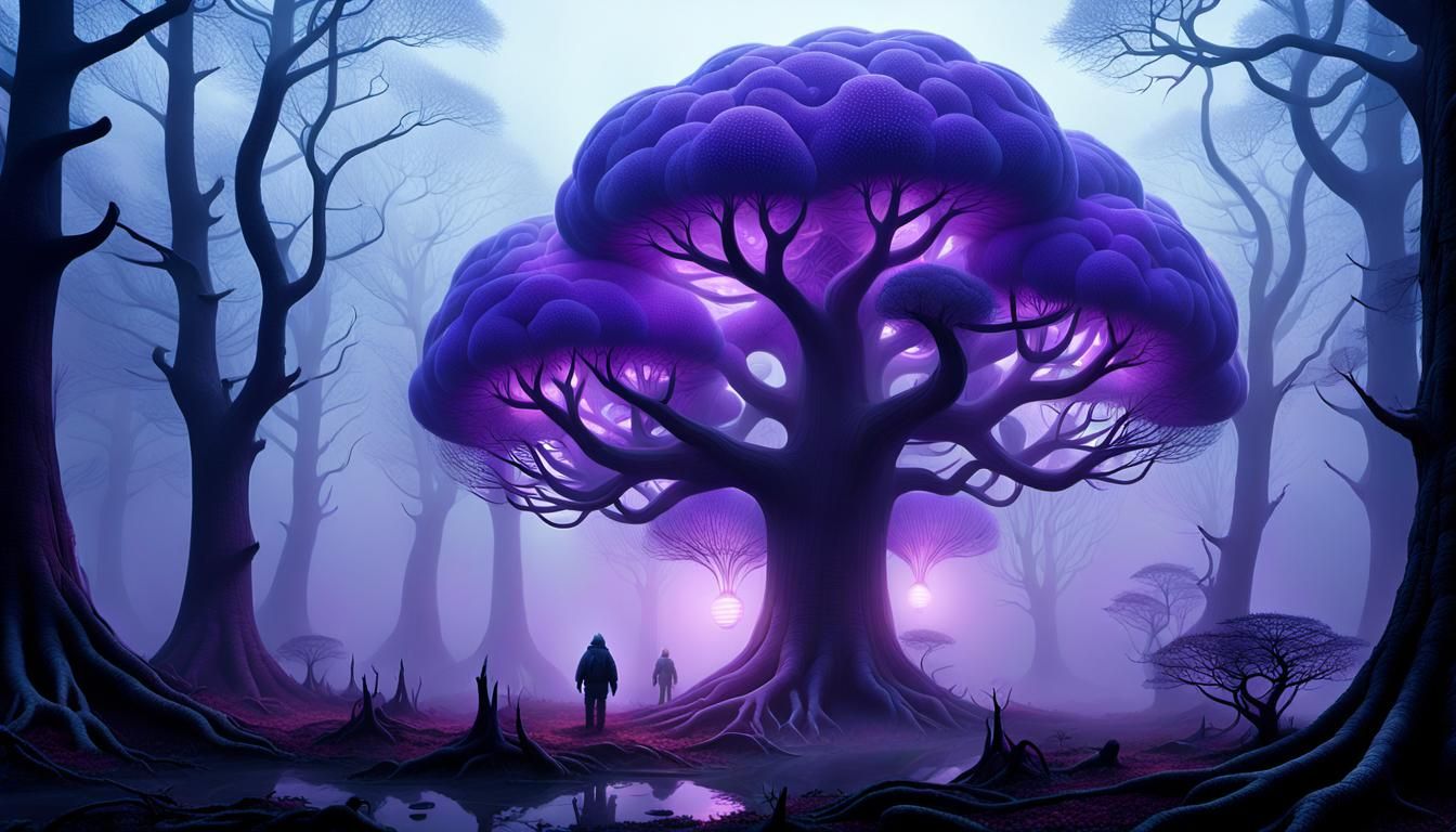 Surreal Brain Trees in Ethereal Forest