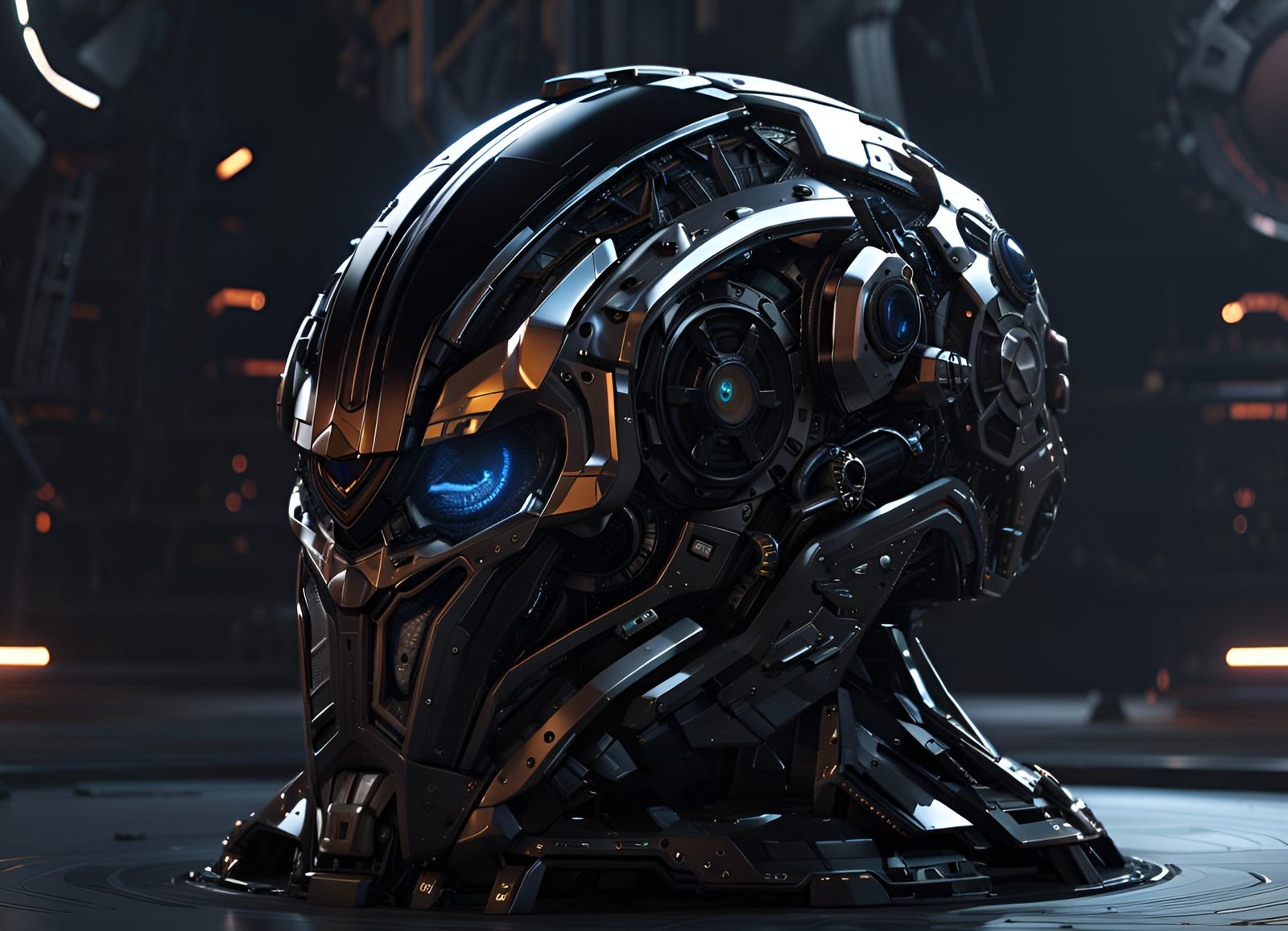 Futuristic Mech with Polished Metal in Sci-Fi Style