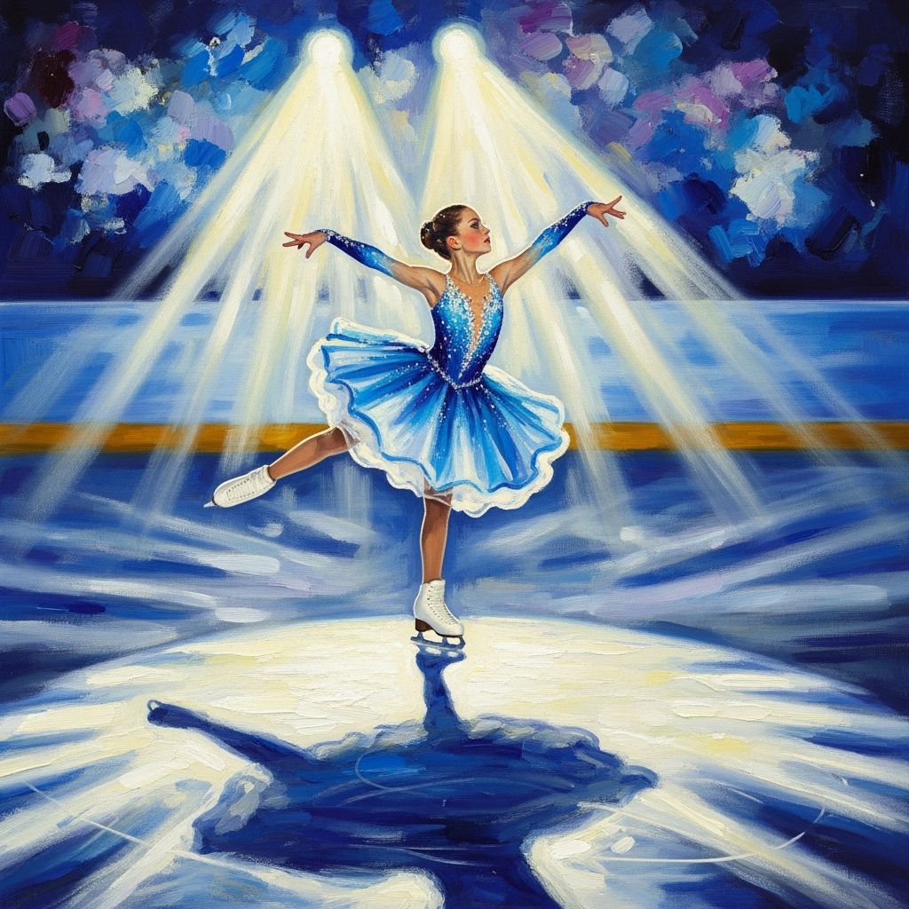 Dazzling Figure Skater in Mid-Air Performance