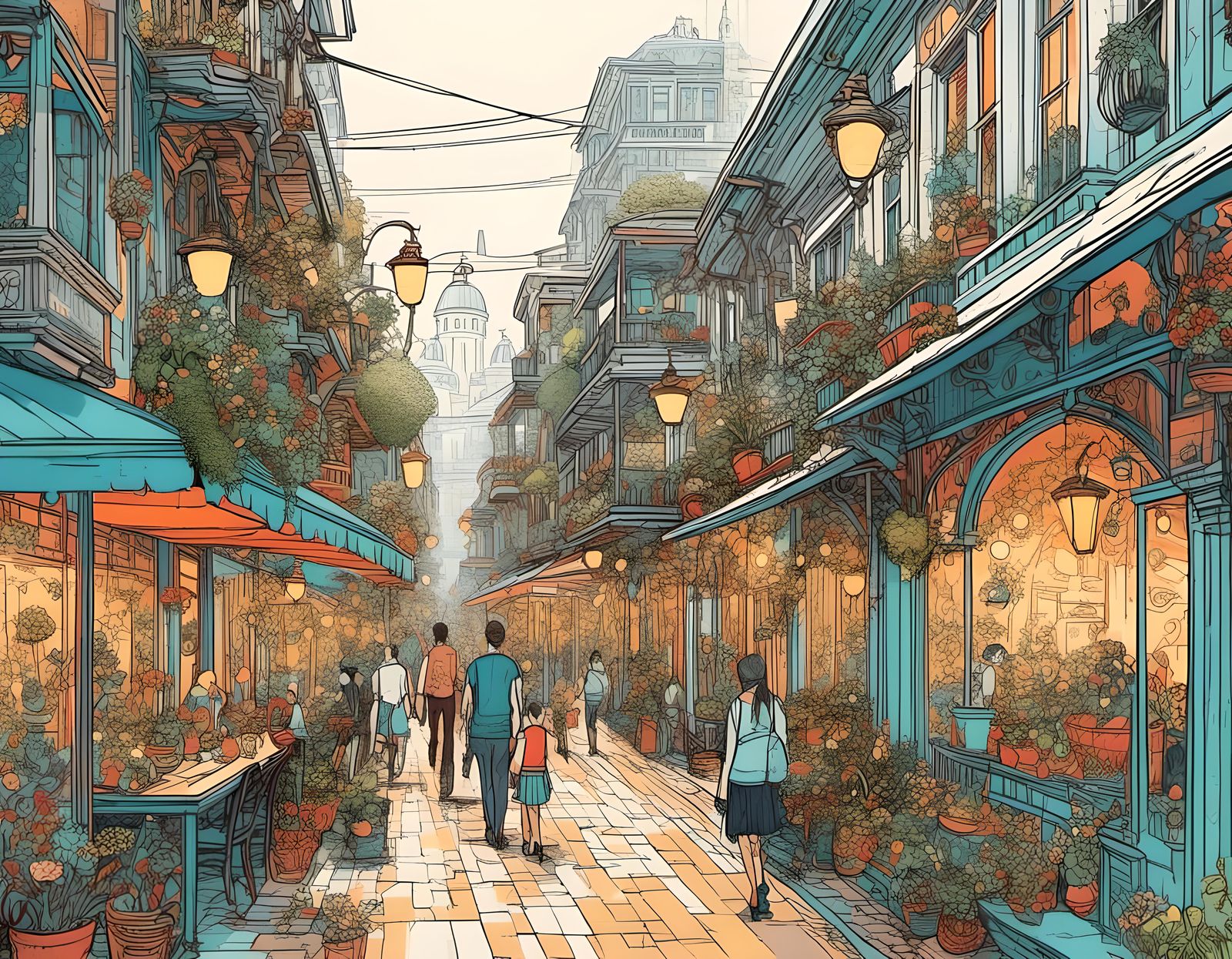 Cyberpunk New Orleans Street Scene at Night