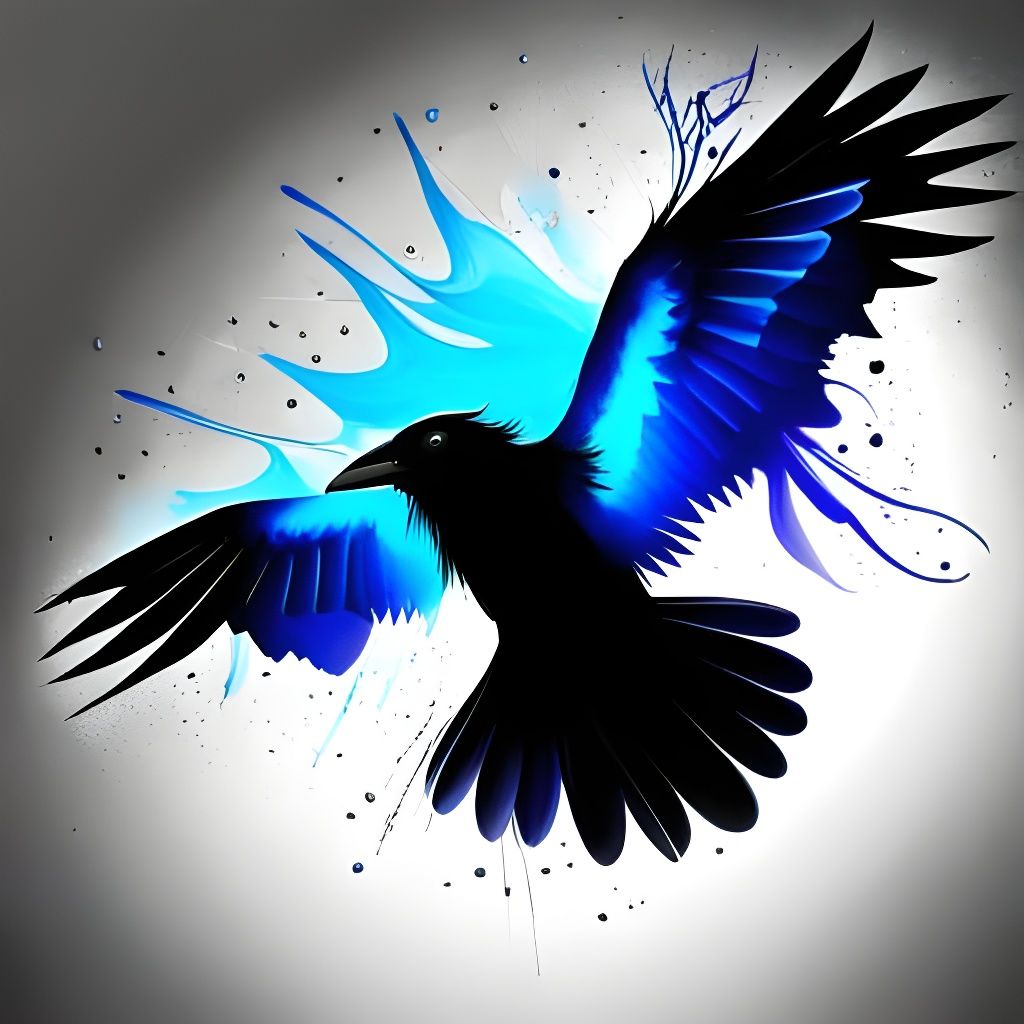 Raven in Flight: Colorful Ink Splash Art