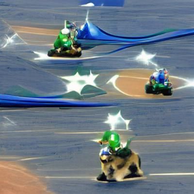Luigi Races with Star Power in Mario Kart