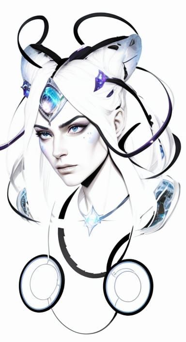 Fantasy Heroine with Cosmic Aura and Jeweled Ears