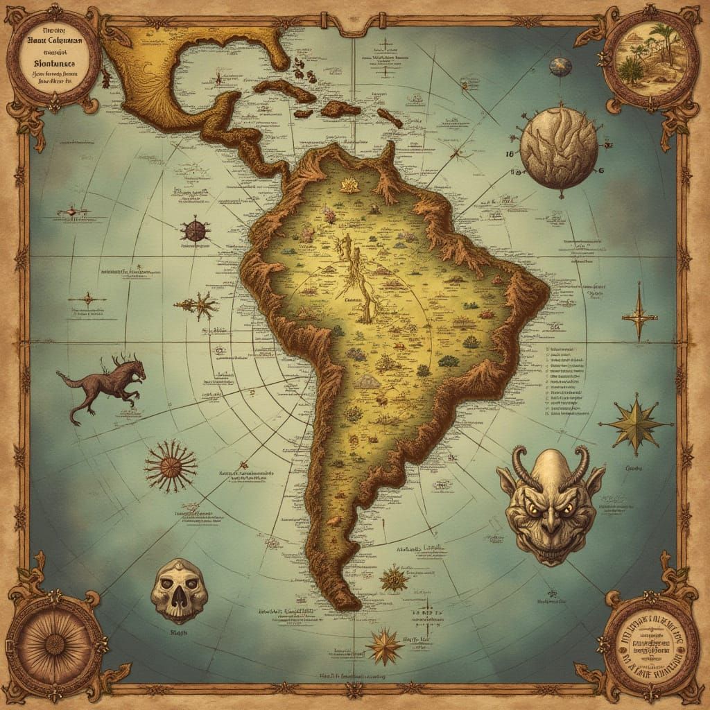 Detailed Ancient Map of Lost Continent