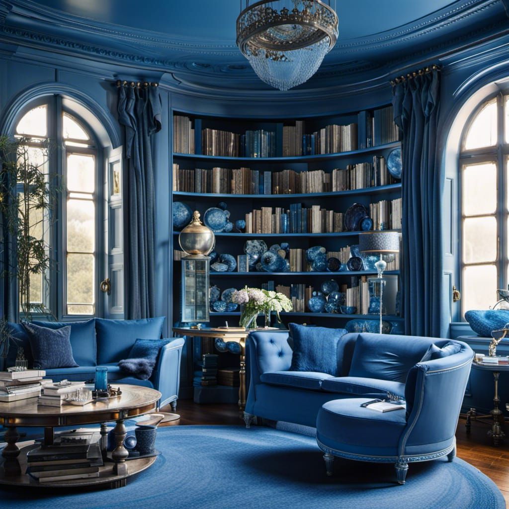 Blue Furniture in a Round Blue Room